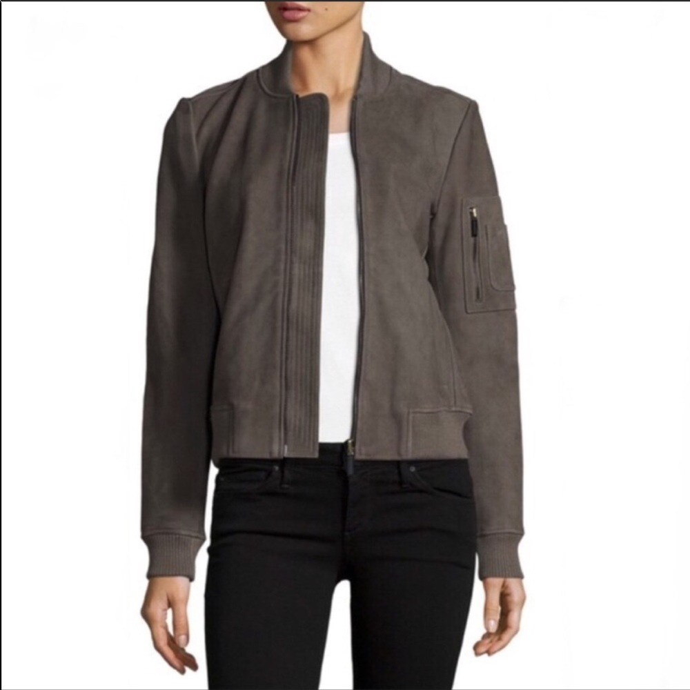 NWT Bagatelle gray leather suede bomber jacket - Picture 1 of 12
